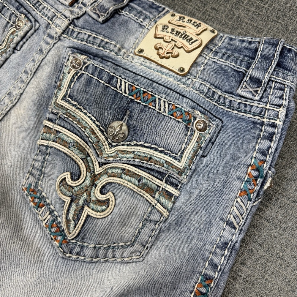 Rock Revival Jeans 34x30 Slim Straight Scion Distressed Grunge Rock Thick Stitch